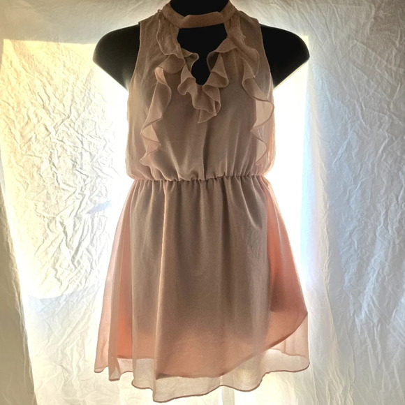 Pretty Blush Pink Ruffle Dress EUC - Picture 1 of 9